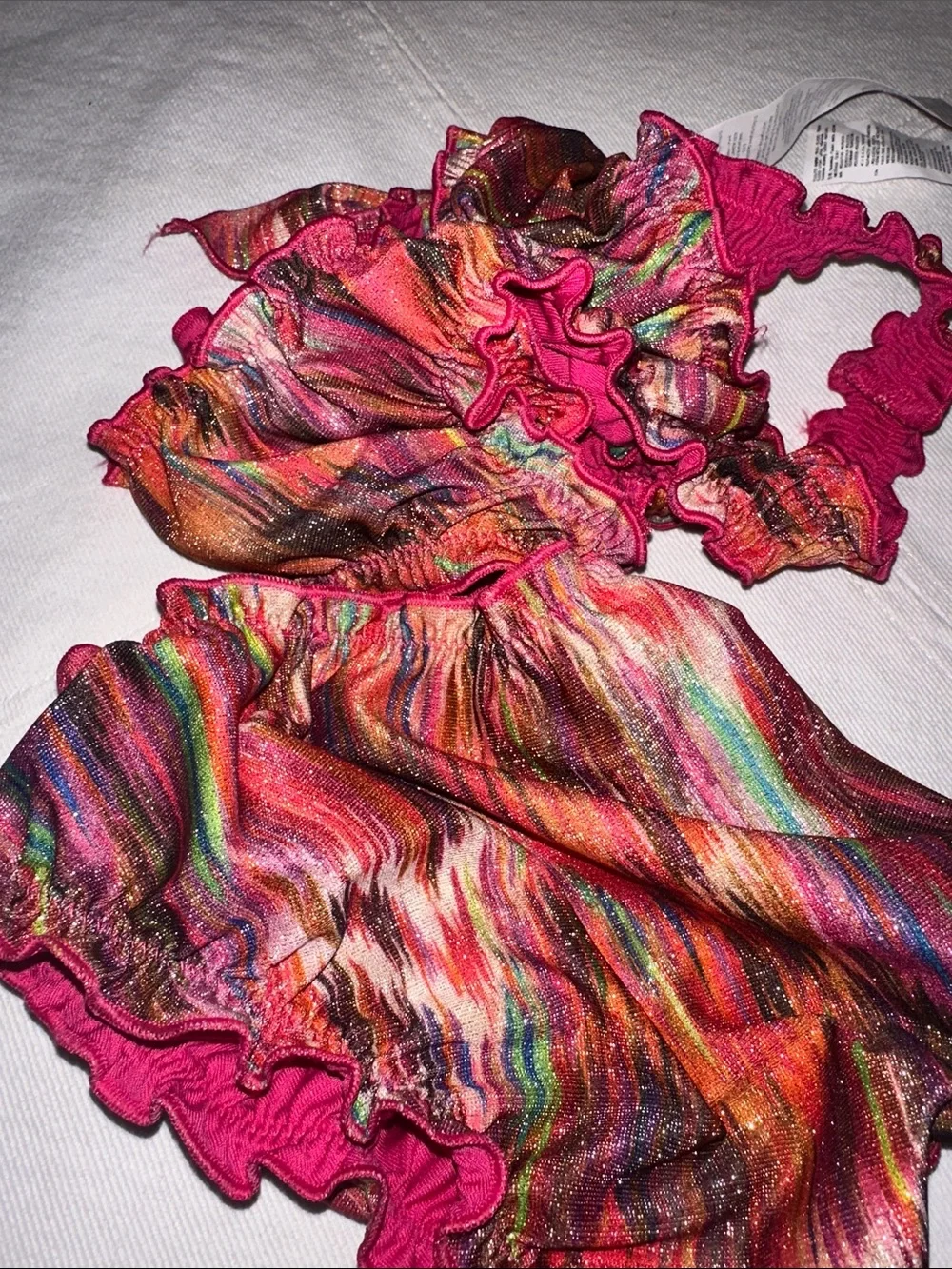 Pink Multicolor Ruffle Bikini Set - Picture 6 of 6